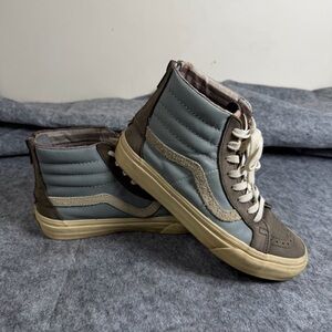 Vans Sk8-Hi Zipper Blue Grey Leather Canvas Pre-aged Midsole 5M 6.5W